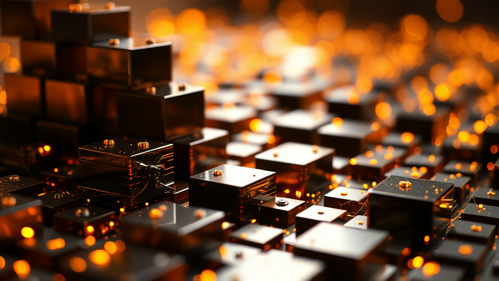 블록체인: 가상자산의 안전한 기록 장부 (realistic 스타일)