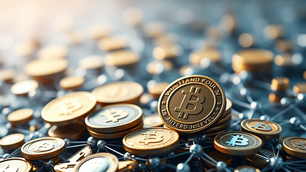 코인과 토큰의 차이점 및 디지털 증서의 유형 (realistic 스타일)